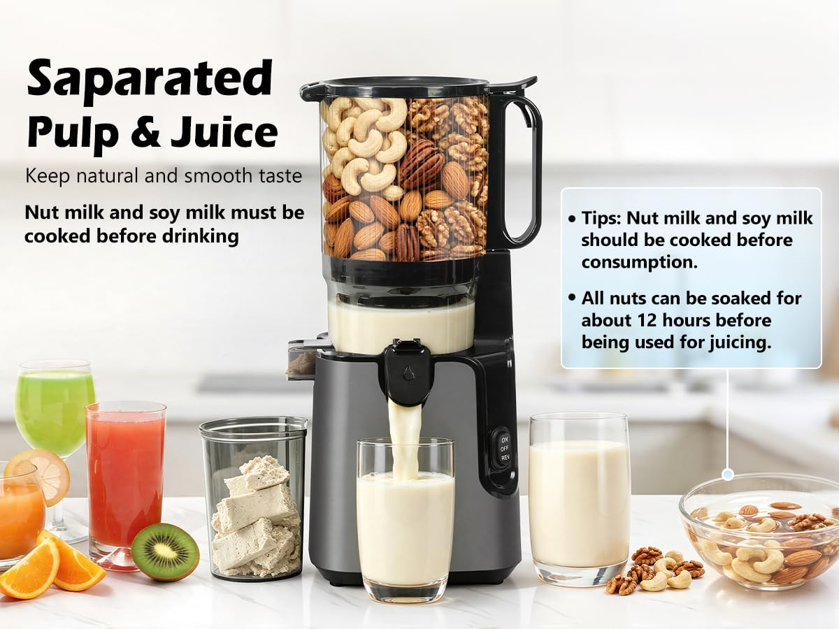 YPONE Slow Juicer for Fresh Juice & Nut Milk