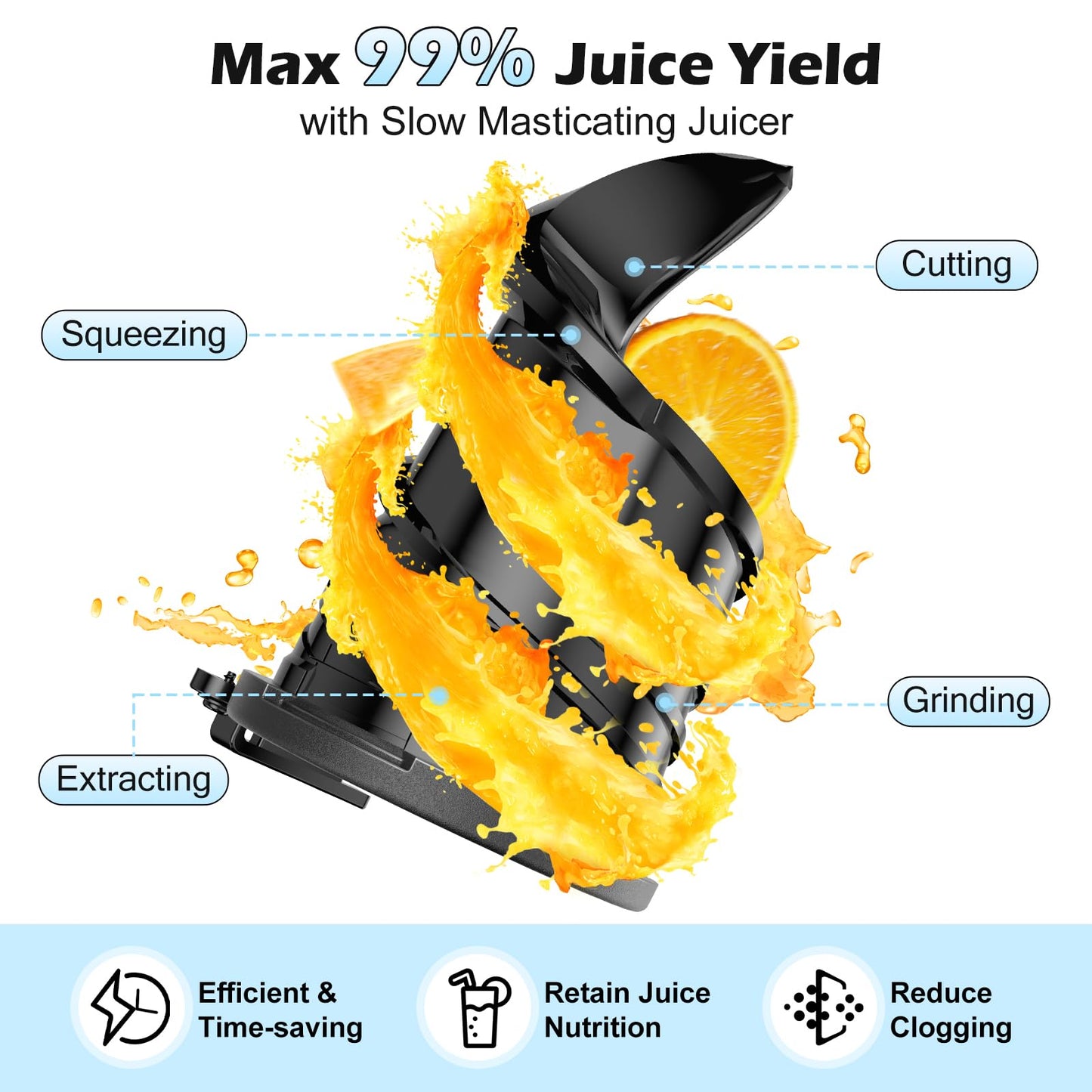 YPONE Slow Juicer for Fresh Juice & Nut Milk